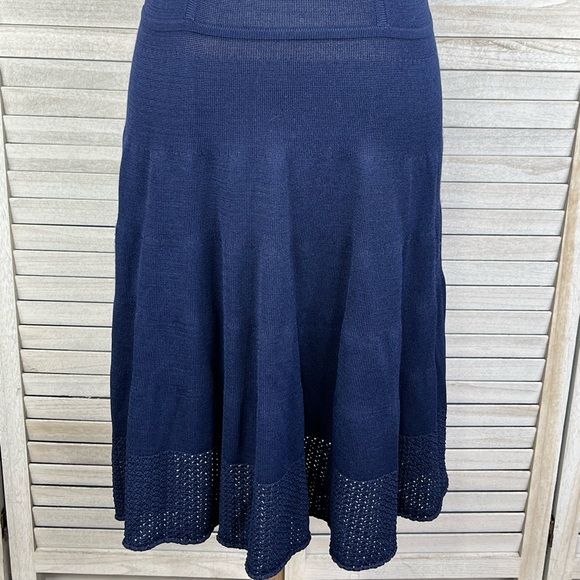 CYNTHIA ROWLEY Sleeveless Midi Dress Stretch Knit w Cutout Details Navy-XS - Picture 3 of 4